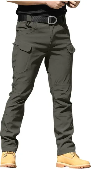 Men Cargo Pants with Zipper Pockets Ripstop Stretch Y2K Pants Baggy Slim Fit Trousers Tall Pants with Multi Pockets