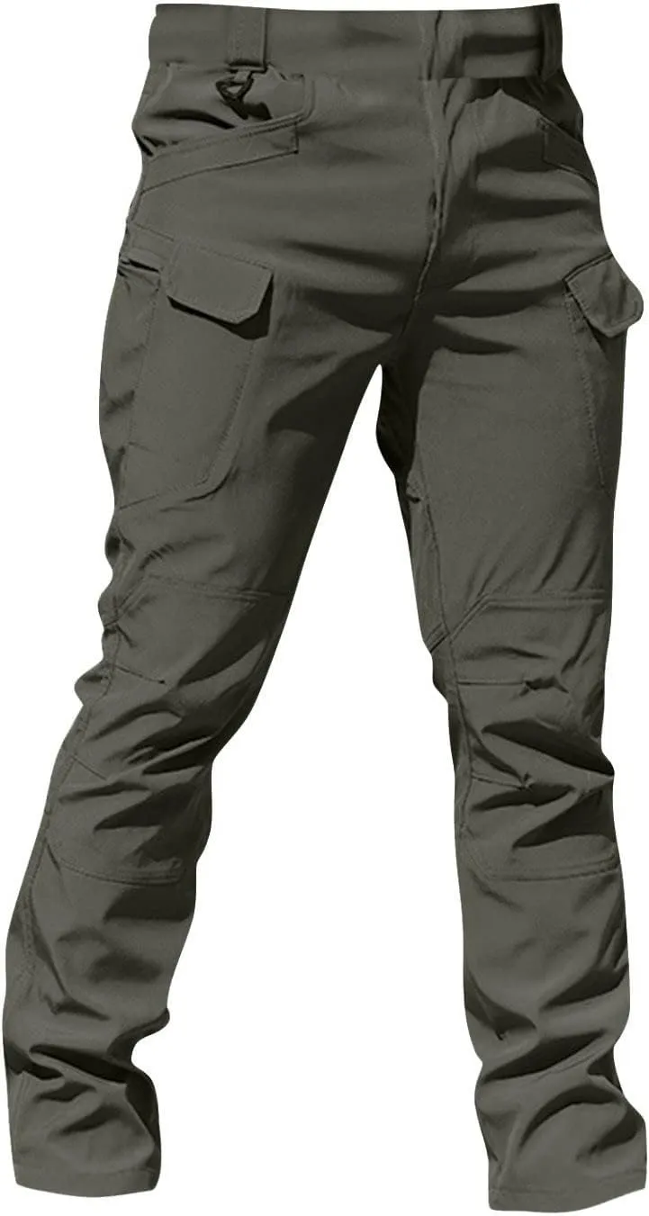 Men Cargo Pants with Zipper Pockets Ripstop Stretch Y2K Pants Baggy Slim Fit Trousers Tall Pants with Multi Pockets