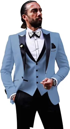 Men Tuxedo Suit Set 3 Piece Tux Wedding Suits Slim Fit Prom Tuxedos One Button Blazer Vest Pants Sets 2025