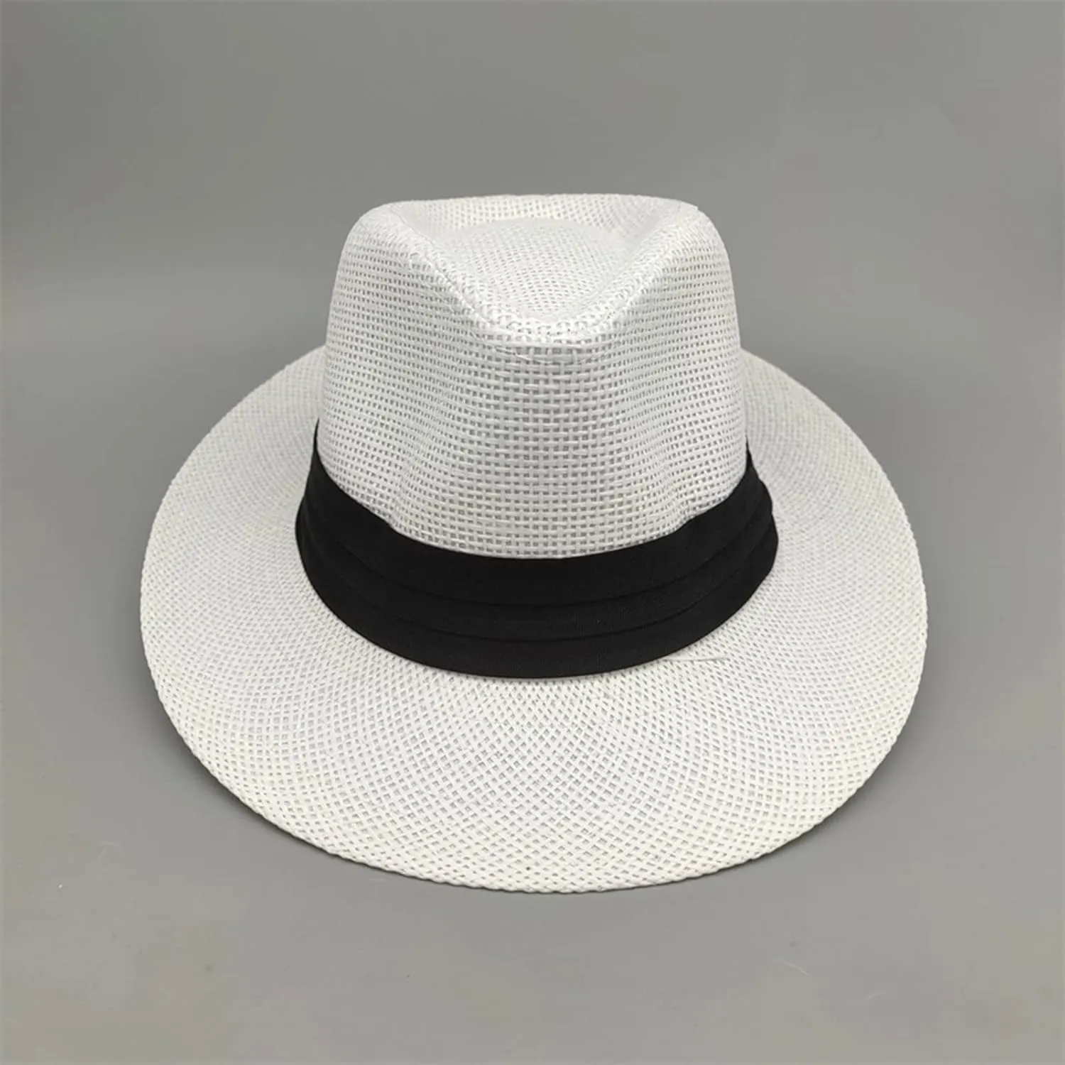 Men Women Panama Wide Brim Bucket Hat Jazz Straw Solid Colors Sun Hats Summer Beach Vacation Fisherman Cap