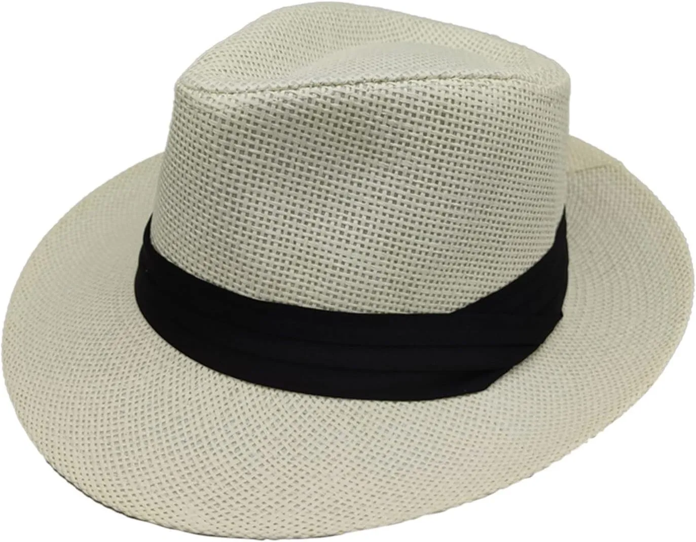 Men Women Panama Wide Brim Bucket Hat Jazz Straw Solid Colors Sun Hats Summer Beach Vacation Fisherman Cap