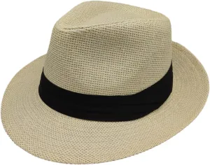Men Women Panama Wide Brim Bucket Hat Jazz Straw Solid Colors Sun Hats Summer Beach Vacation Fisherman Cap