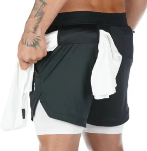 Men's 2 in 1 Running Shorts with Liner Mens 2 in 1 Running Shorts Quick Dry Gym Athletic Workout Shorts with Pockets
