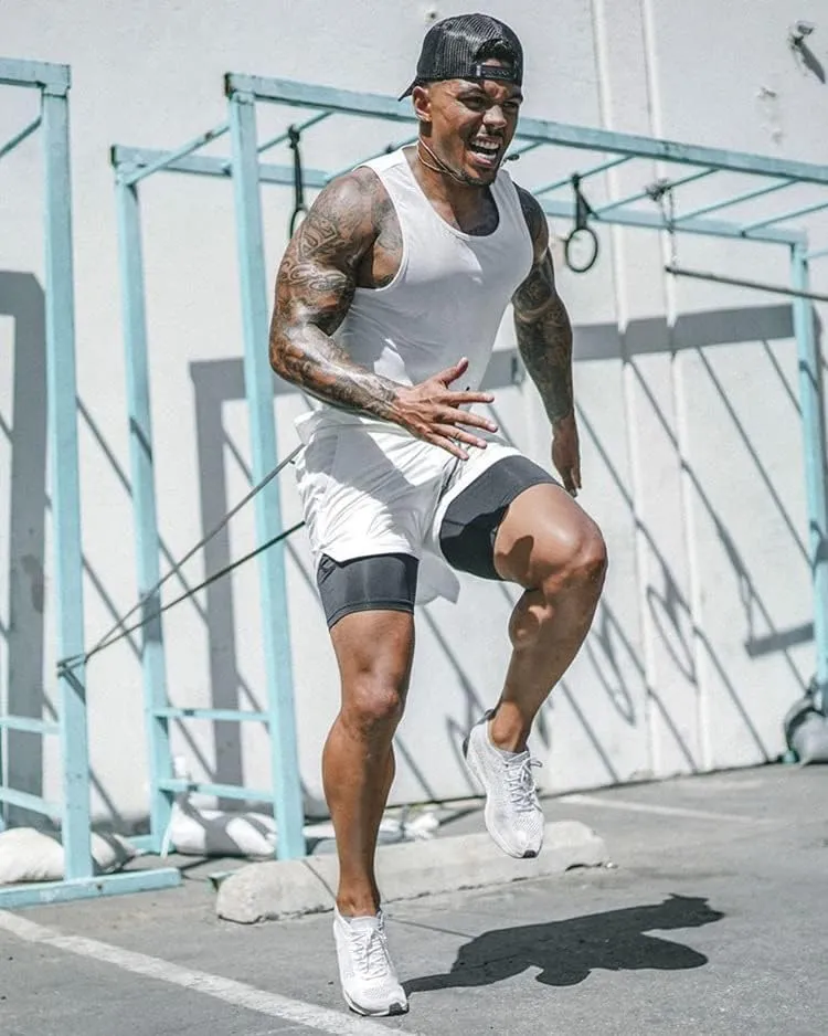 Men's 2 in 1 Running Shorts with Liner Mens 2 in 1 Running Shorts Quick Dry Gym Athletic Workout Shorts with Pockets
