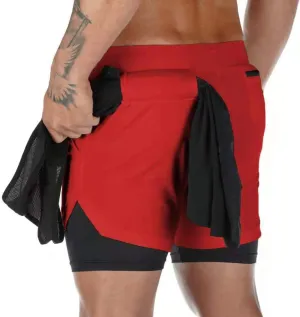 Men's 2 in 1 Running Shorts with Liner Mens 2 in 1 Running Shorts Quick Dry Gym Athletic Workout Shorts with Pockets