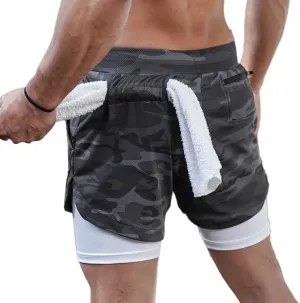 Men's 2 in 1 Running Shorts with Liner Mens 2 in 1 Running Shorts Quick Dry Gym Athletic Workout Shorts with Pockets