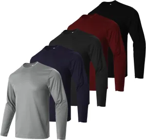 Mens Active Athletic T-Shirts Quick Dry Crew Neck Tees Fishing Hiking Long Sleeve Shirt Multipack