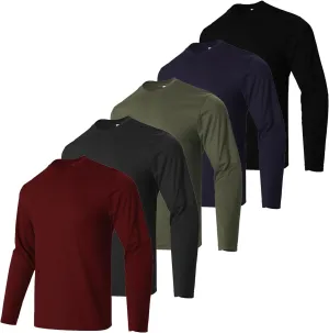 Mens Active Athletic T-Shirts Quick Dry Crew Neck Tees Fishing Hiking Long Sleeve Shirt Multipack