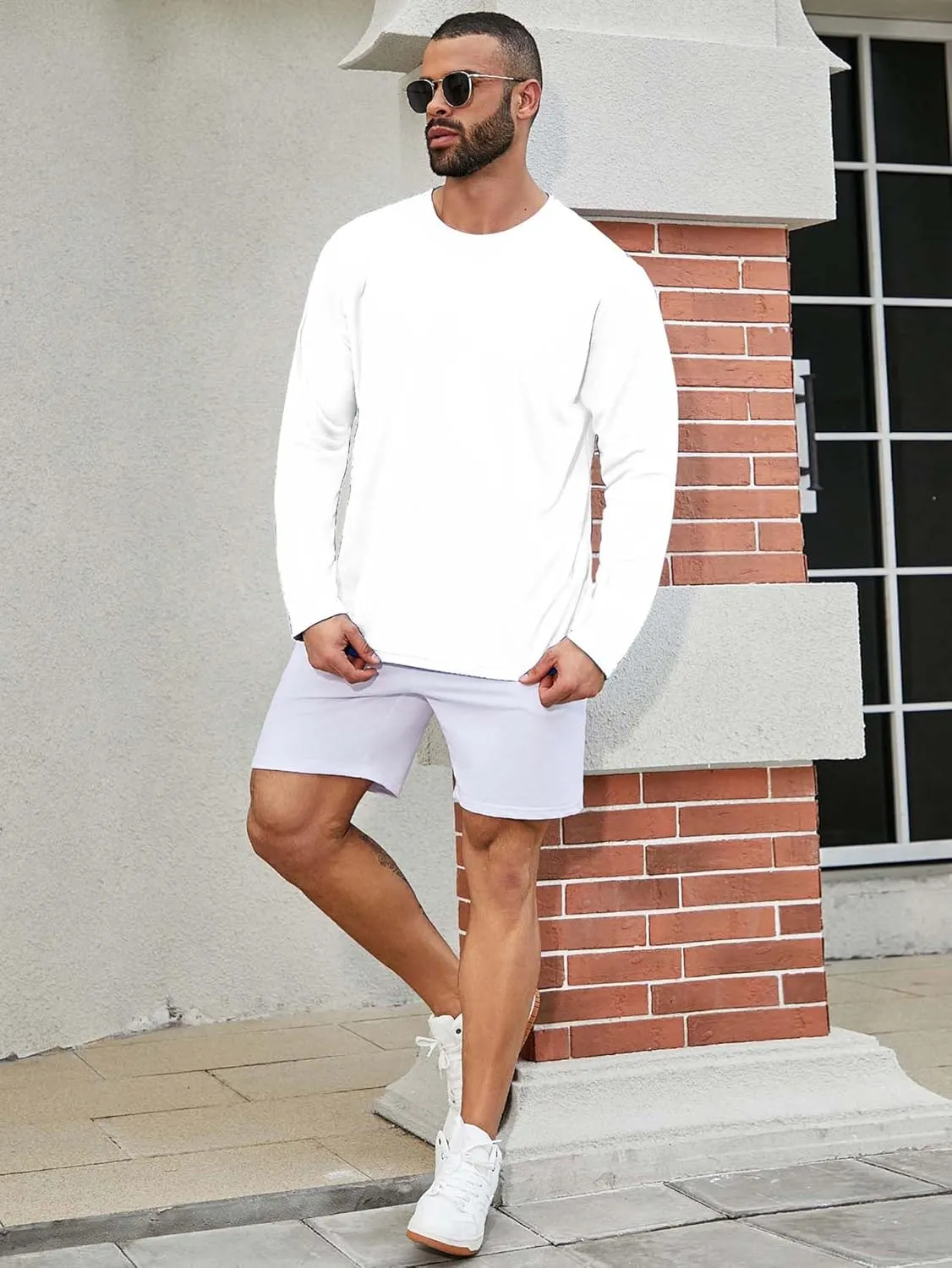 Mens Active Athletic T-Shirts Quick Dry Crew Neck Tees Fishing Hiking Long Sleeve Shirt Multipack