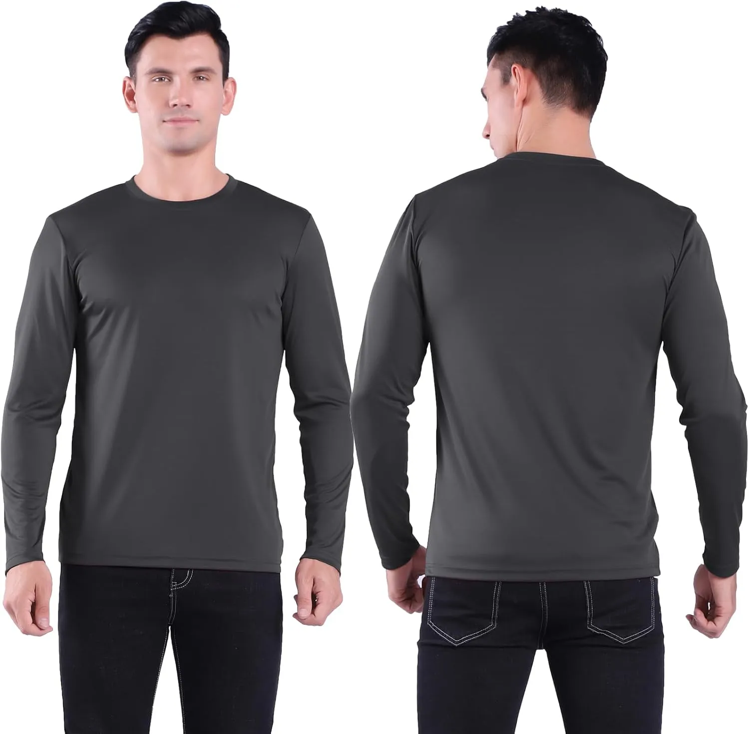 Mens Active Athletic T-Shirts Quick Dry Crew Neck Tees Fishing Hiking Long Sleeve Shirt Multipack