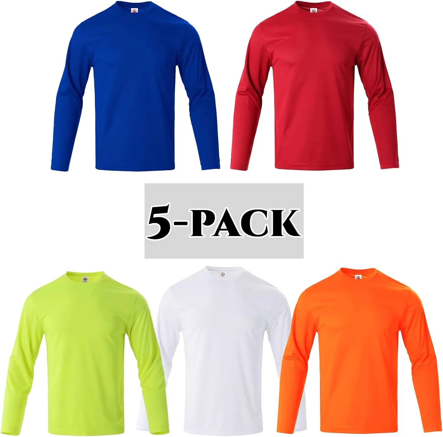 Mens Active Athletic T-Shirts Quick Dry Crew Neck Tees Fishing Hiking Long Sleeve Shirt Multipack
