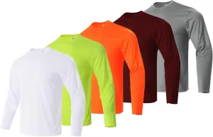 Mens Active Athletic T-Shirts Quick Dry Crew Neck Tees Fishing Hiking Long Sleeve Shirt Multipack