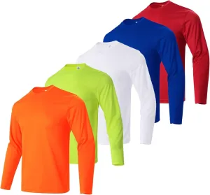 Mens Active Athletic T-Shirts Quick Dry Crew Neck Tees Fishing Hiking Long Sleeve Shirt Multipack