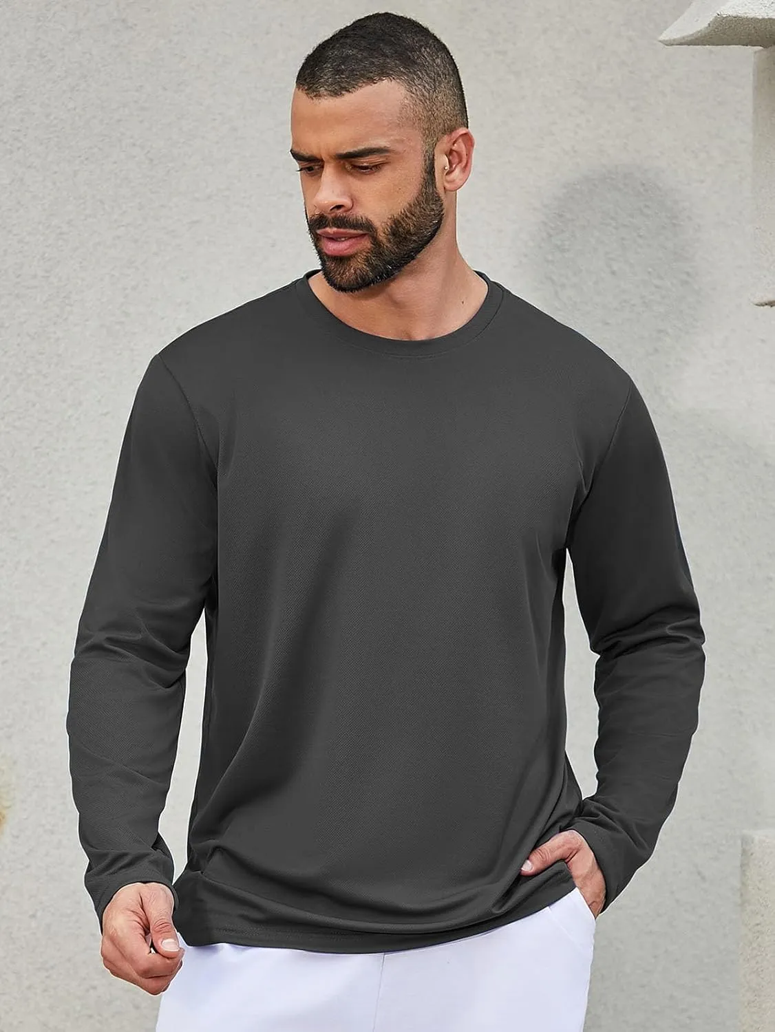 Mens Active Athletic T-Shirts Quick Dry Crew Neck Tees Fishing Hiking Long Sleeve Shirt Multipack