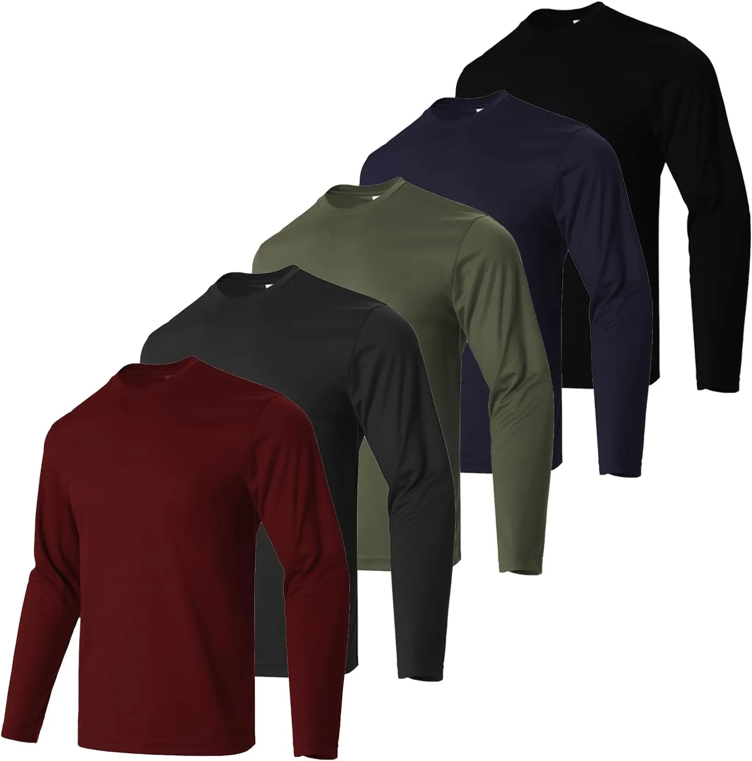 Mens Active Athletic T-Shirts Quick Dry Crew Neck Tees Fishing Hiking Long Sleeve Shirt Multipack