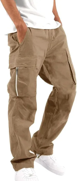 Mens Cargo Pants Relaxed Fit Hiking Sweatpants Casual Athletic Jogger Sports Outdoor Trousers with Pockets