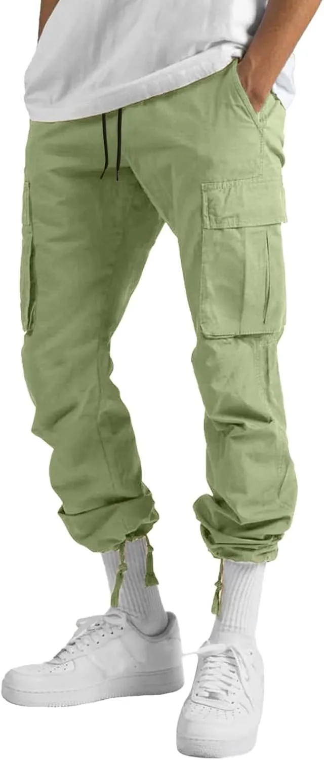 Mens Cargo Pants Relaxed Fit Hiking Sweatpants Casual Athletic Jogger Sports Outdoor Trousers with Pockets