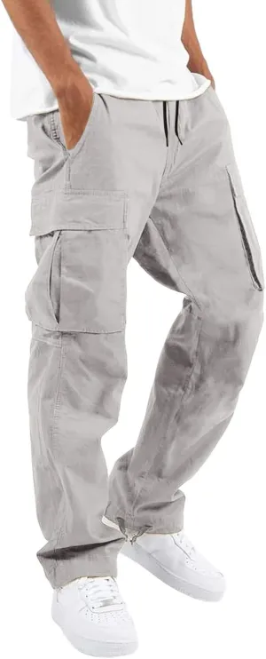 Mens Cargo Pants Relaxed Fit Hiking Sweatpants Casual Athletic Jogger Sports Outdoor Trousers with Pockets