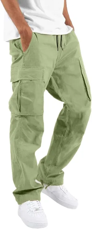 Mens Cargo Pants Relaxed Fit Hiking Sweatpants Casual Athletic Jogger Sports Outdoor Trousers with Pockets