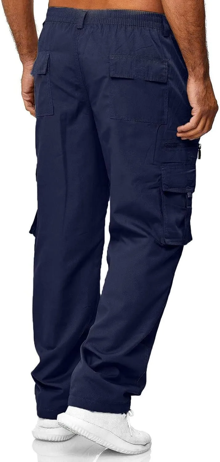 Mens Cargo Pants Relaxed Fit Jogger Sweatpants Hiking Outdoor Trousers Sport Pants with Pockets for Men