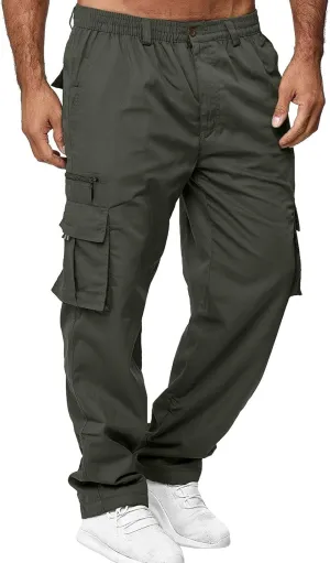Mens Cargo Pants Relaxed Fit Jogger Sweatpants Hiking Outdoor Trousers Sport Pants with Pockets for Men