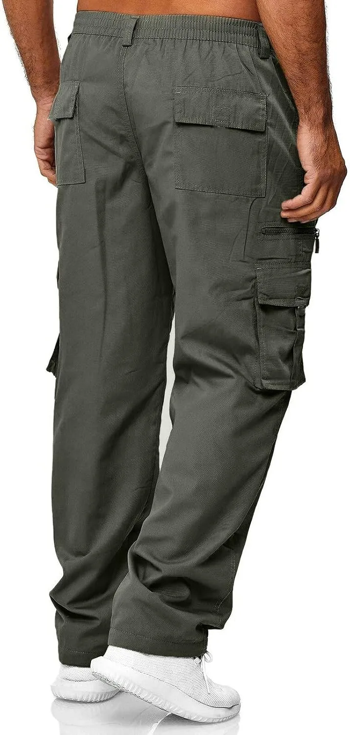 Mens Cargo Pants Relaxed Fit Jogger Sweatpants Hiking Outdoor Trousers Sport Pants with Pockets for Men