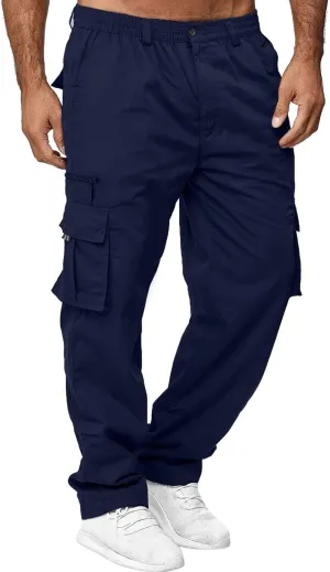 Mens Cargo Pants Relaxed Fit Jogger Sweatpants Hiking Outdoor Trousers Sport Pants with Pockets for Men