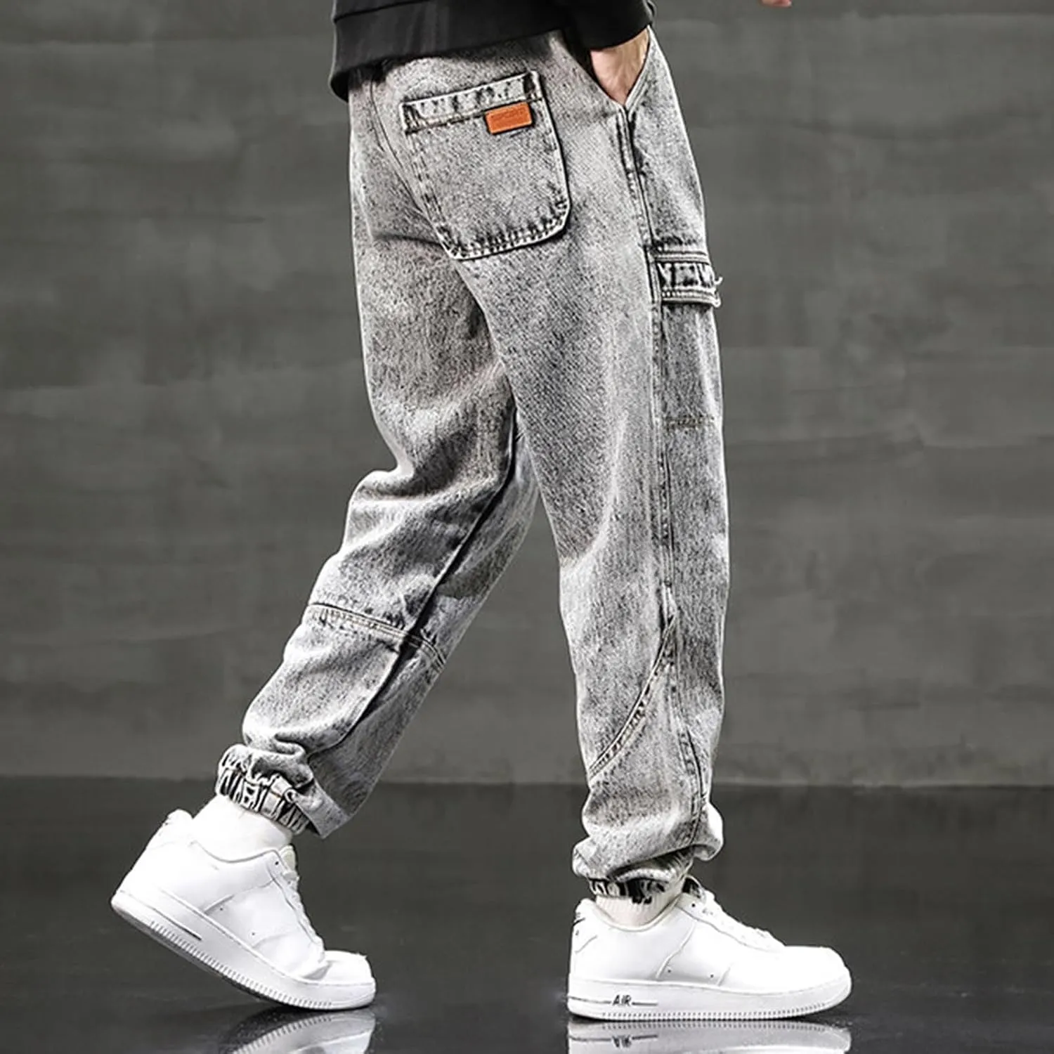 Men's Cargo Sweatpants Casual Fleece Joggers Drawstring Hiking Pants Workout Tactical Joggers Sweatpants for Men
