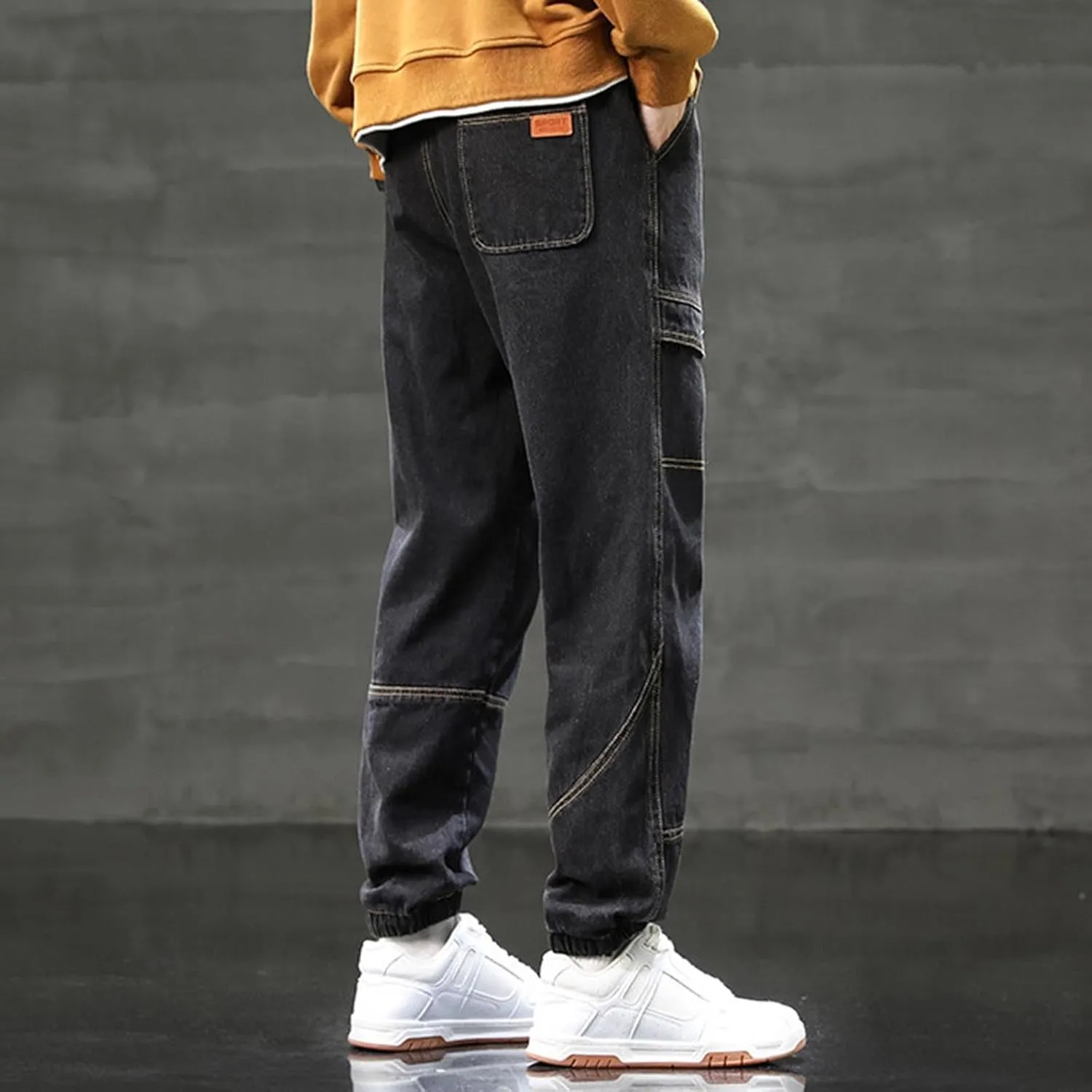 Men's Cargo Sweatpants Casual Fleece Joggers Drawstring Hiking Pants Workout Tactical Joggers Sweatpants for Men