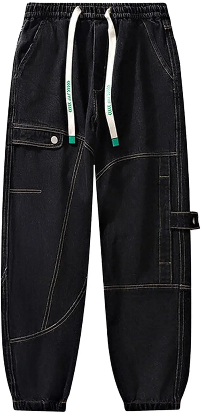 Men's Cargo Sweatpants Casual Fleece Joggers Drawstring Hiking Pants Workout Tactical Joggers Sweatpants for Men