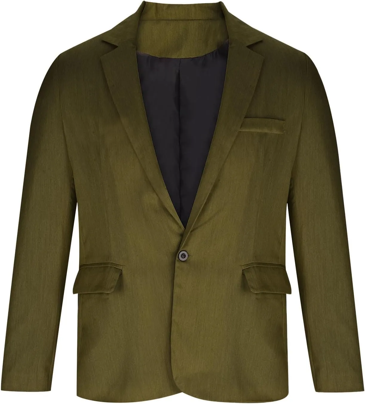 Mens Casual Blazers Summer Business Suit Jackets Lightweight One Button Cotton-Linen Sport Coats with Front Pocket