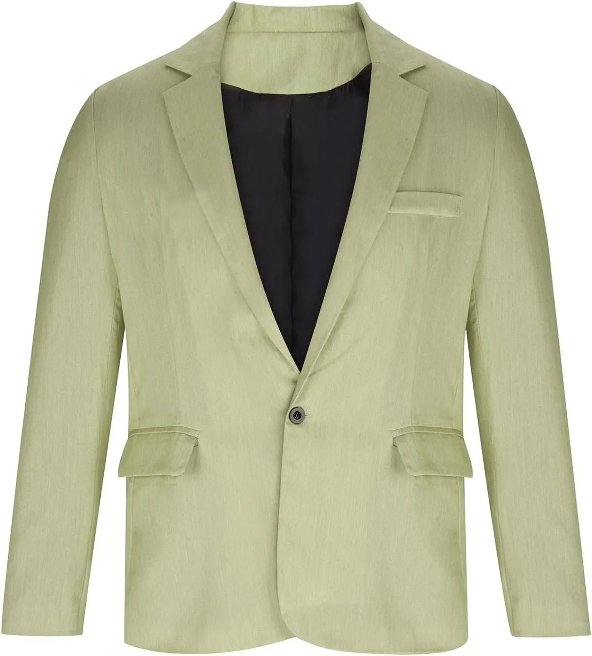 Mens Casual Blazers Summer Business Suit Jackets Lightweight One Button Cotton-Linen Sport Coats with Front Pocket