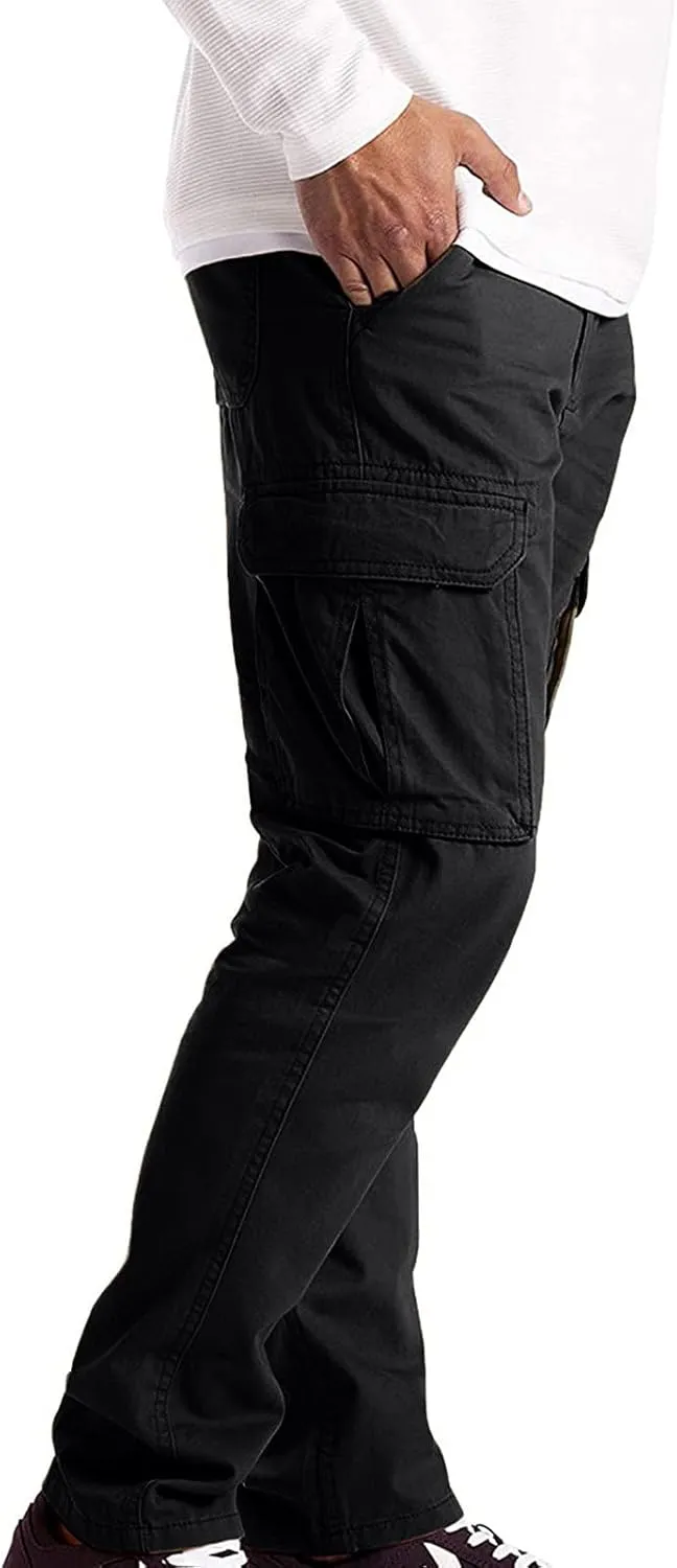 Men's Casual Cargo Pants Drawstring Elastic Waist Hiking Pants Work Joggers Streetwear Sweatpants