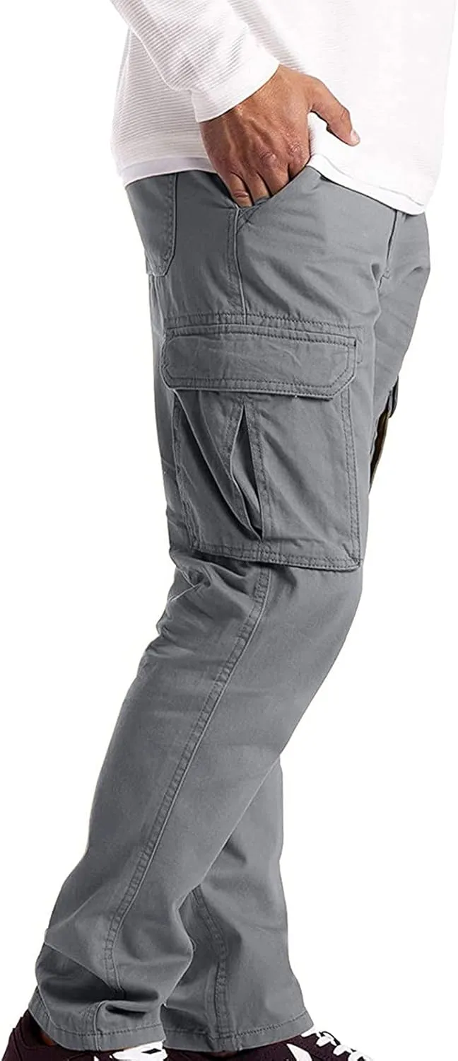 Men's Casual Cargo Pants Drawstring Elastic Waist Hiking Pants Work Joggers Streetwear Sweatpants