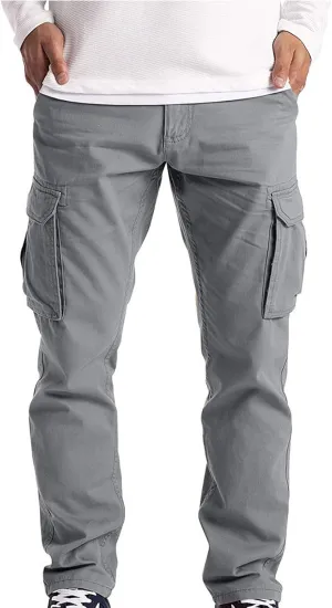 Men's Casual Cargo Pants Drawstring Elastic Waist Hiking Pants Work Joggers Streetwear Sweatpants