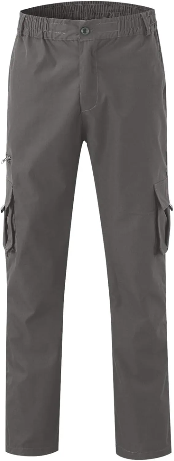 Mens Casual Cargo Pants Hiking Pants Elastic Cotton Workout Joggers Sweatpants for Men Multi Pockets 2024
