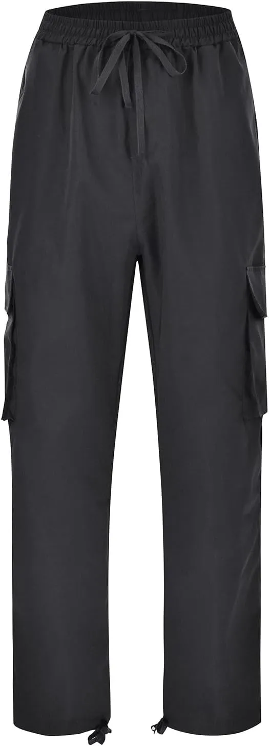 Mens Casual Cargo Pants Workout Stretch Joggers Sweatpants Hiking Drawstring Tactical Pants with Pockets 2024