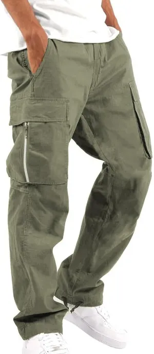 Mens Casual Cargo Pants Workout Stretch Joggers Sweatpants Hiking Drawstring Tactical Pants with Pockets 2024
