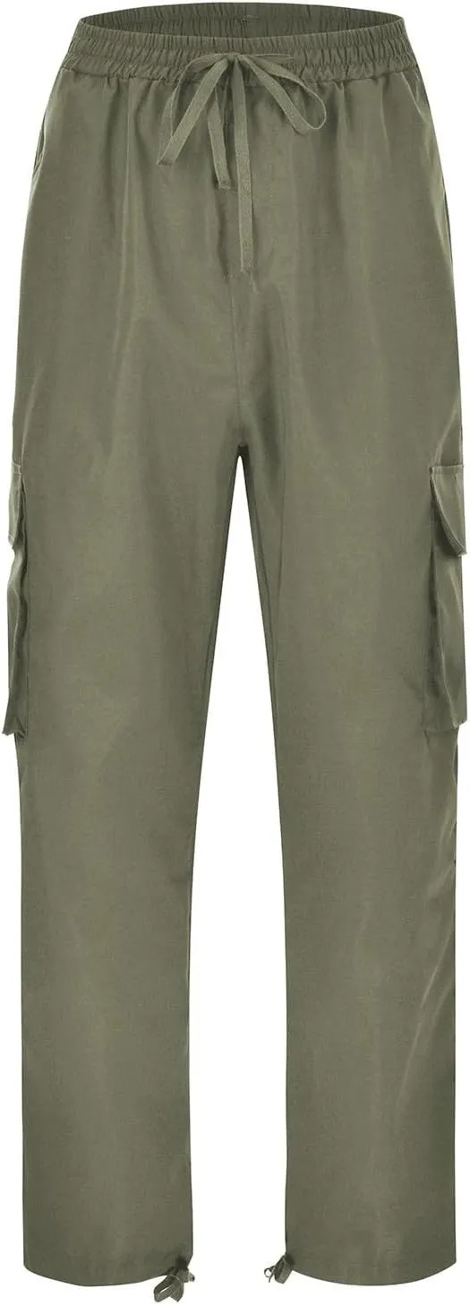 Mens Casual Cargo Pants Workout Stretch Joggers Sweatpants Hiking Drawstring Tactical Pants with Pockets 2024