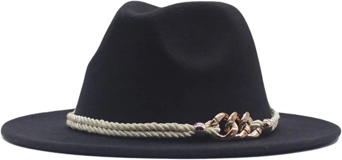 Men's Classic Fedora Hat Wide Belt Floppy Wool Womens Newsboy Caps Cowbody Hats Cowgirls Buckle Baseball Caps 2023