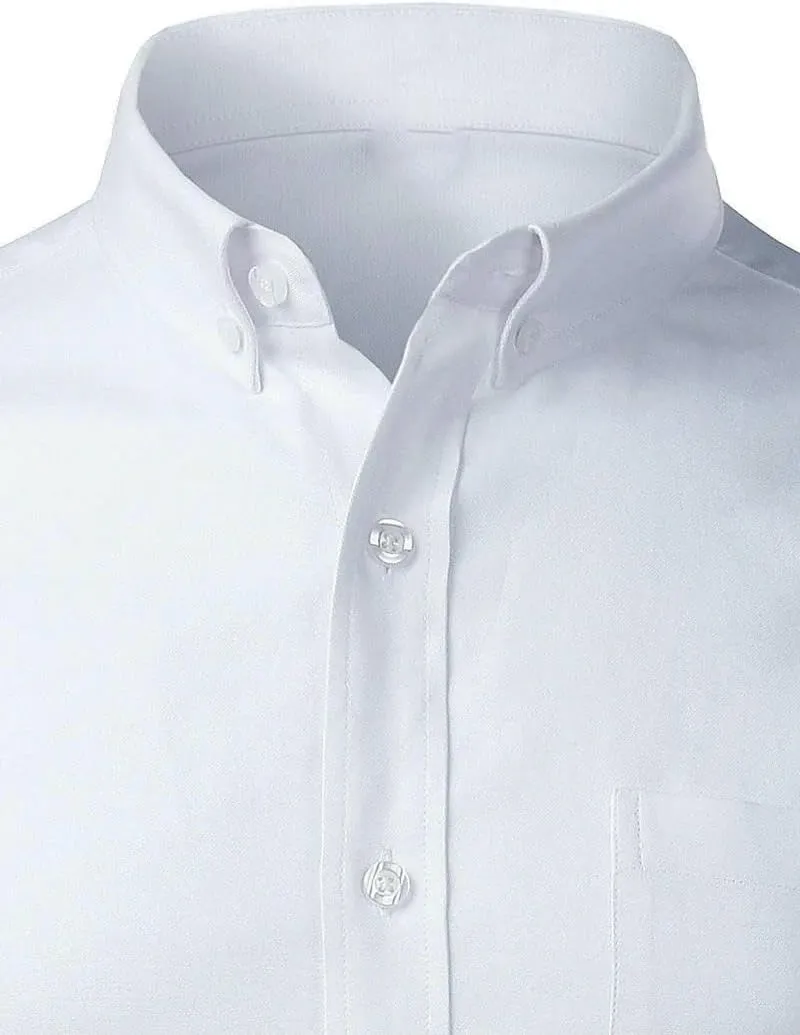 Men's Cotton Dress Shirts Casual Button Down Slim Fit Shirt Long Sleeve Formal Business Tops