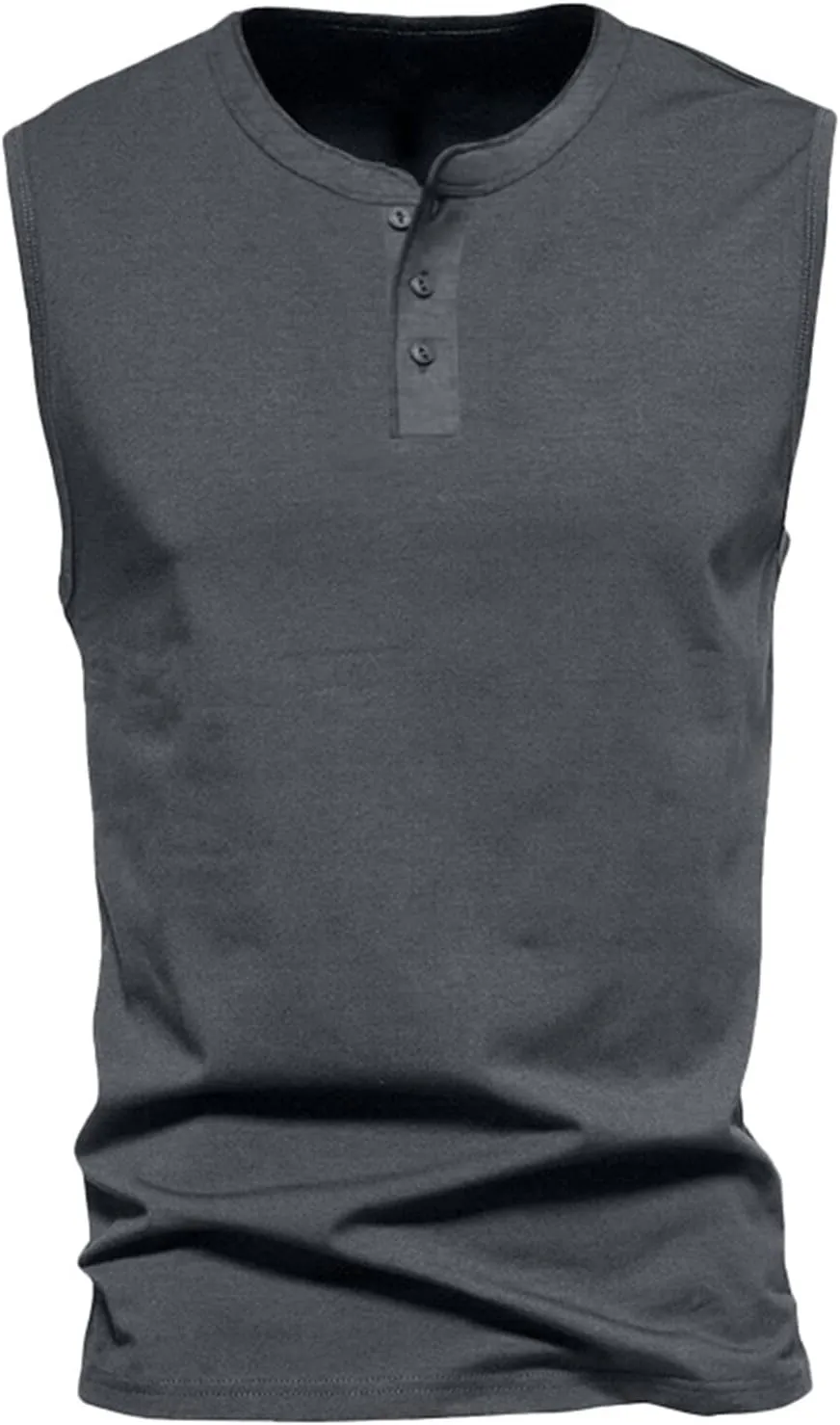 Mens Henley Tank Tops Casual Sleeveless Button Down Shirts Cotton Blend Crewneck Beach Hippie Tops Muscle Slim Fit Shirts