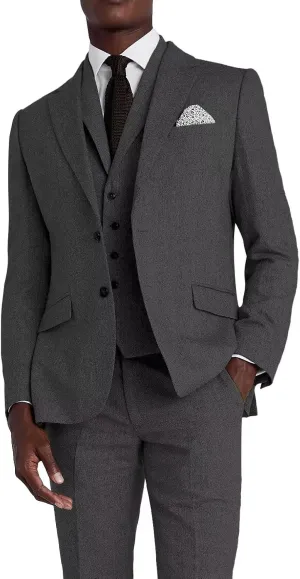 Men's Herringbone Tweed Suits for Men Wedding Suits Slim Fit 3 Piece Formal Business Suit
