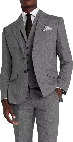 Men's Herringbone Tweed Suits for Men Wedding Suits Slim Fit 3 Piece Formal Business Suit