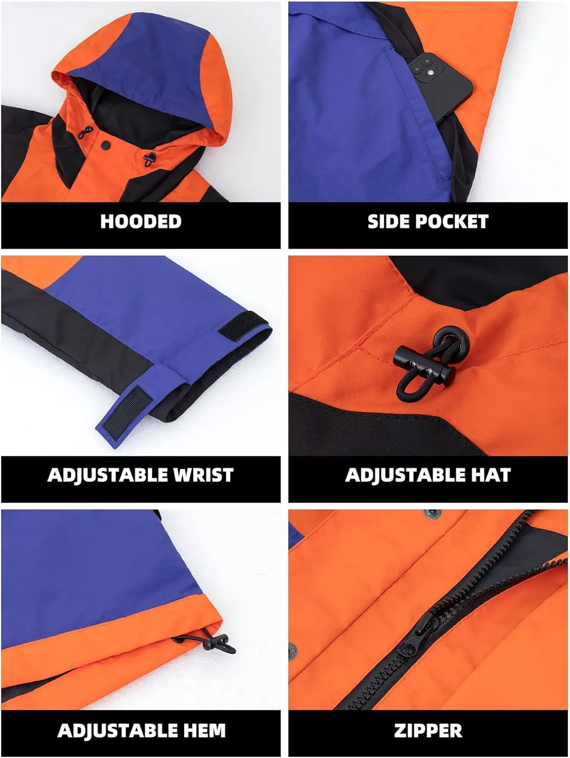 Mens Hiking Outdoor Recreation Softshell Jackets Waterproof Lightweight Jacket Rain Hood Windbreakers Raincoats