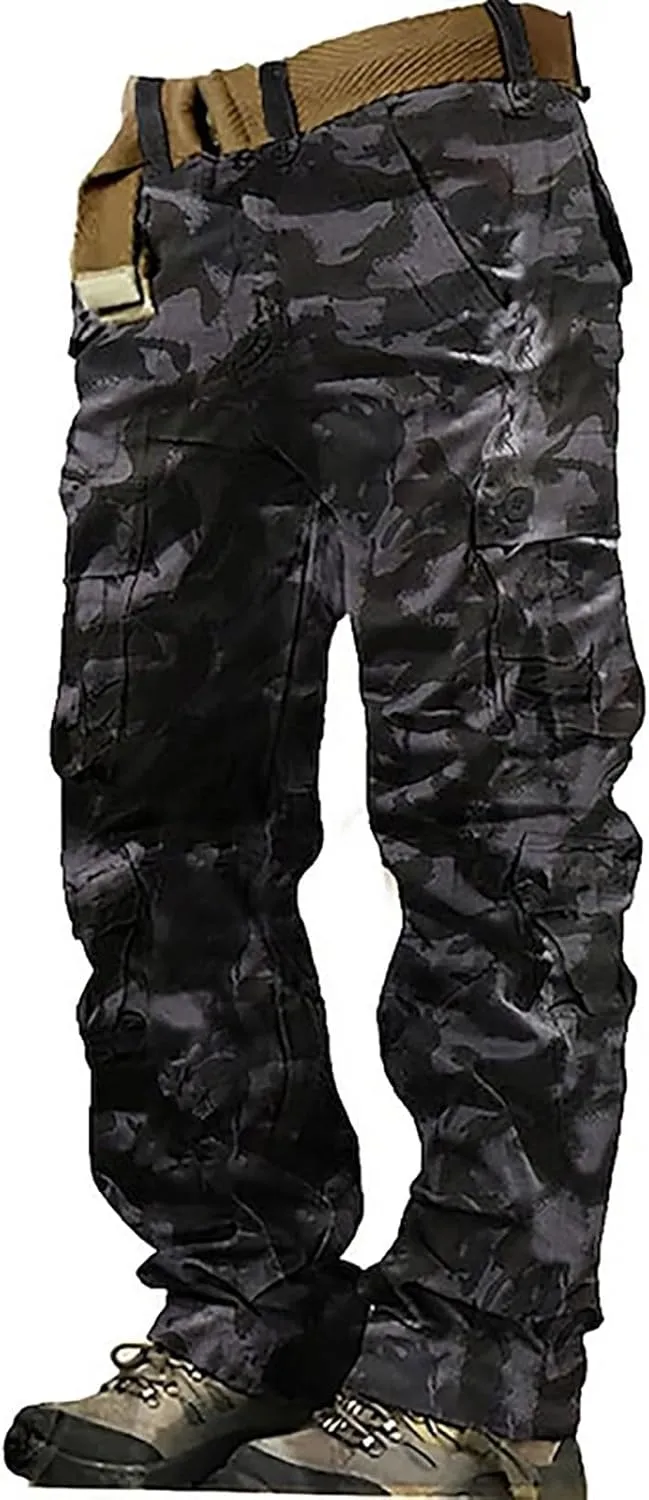 Mens Hiking Pants Cargo Trousers Hiking Pants 8 Pocket Plain Comfort Breathable Outdoor Daily Going Out Baggy Pants