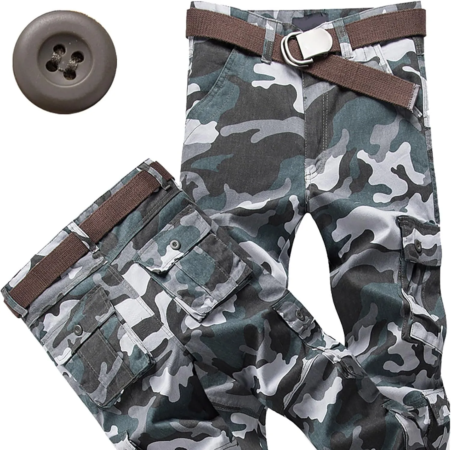 Mens Hiking Pants Cargo Trousers Hiking Pants 8 Pocket Plain Comfort Breathable Outdoor Daily Going Out Baggy Pants