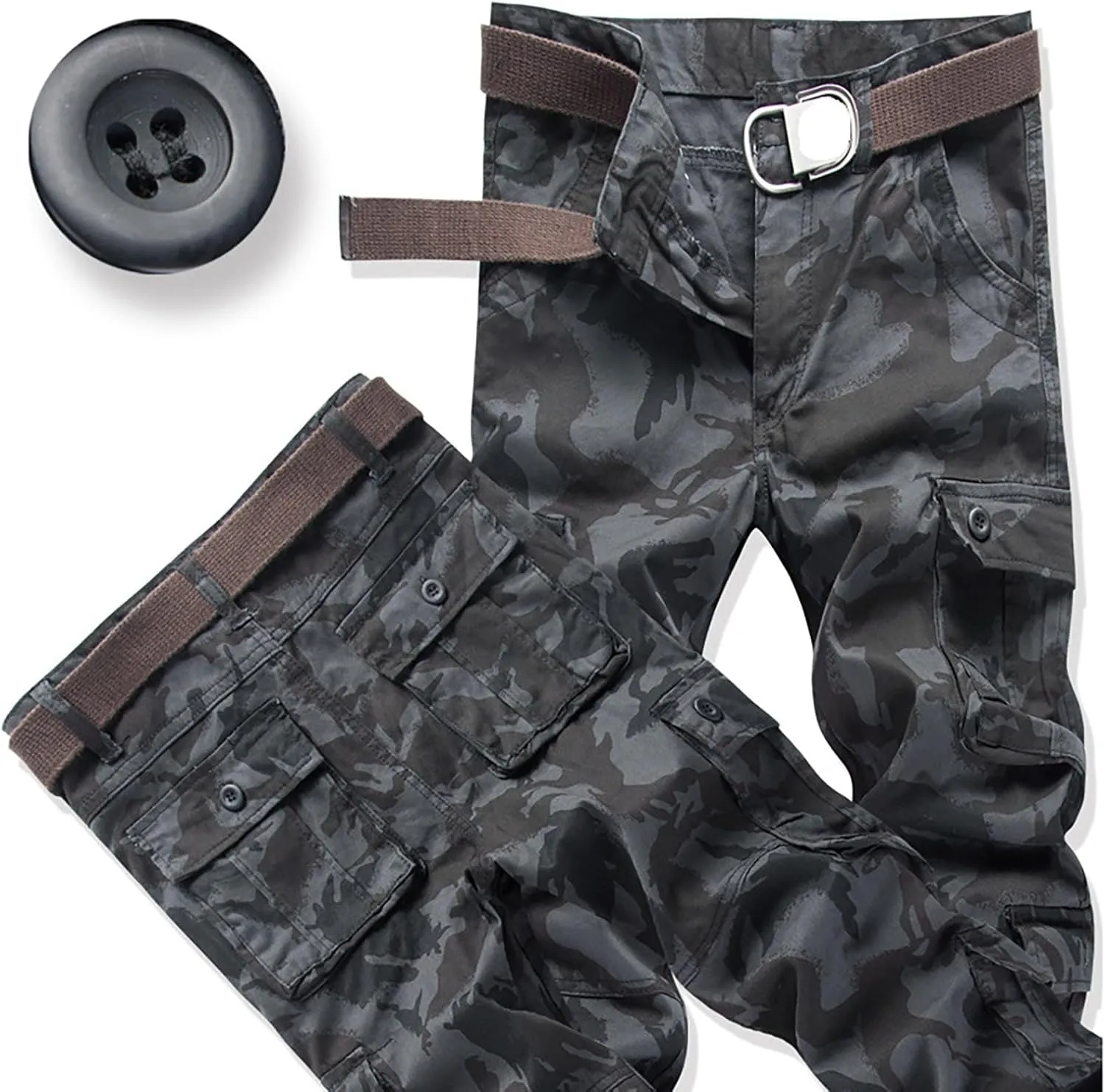 Mens Hiking Pants Cargo Trousers Hiking Pants 8 Pocket Plain Comfort Breathable Outdoor Daily Going Out Baggy Pants