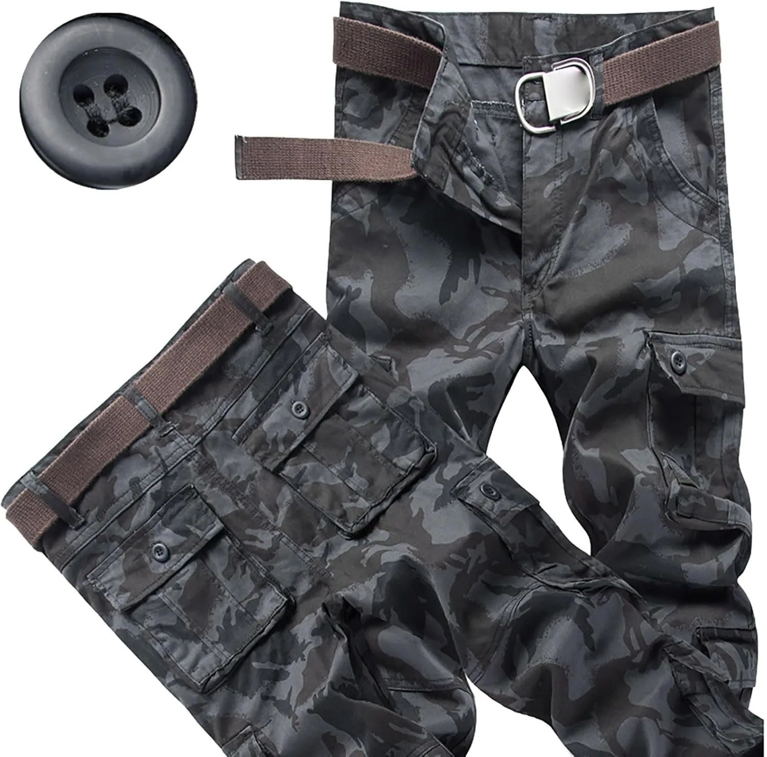 Mens Hiking Pants Cargo Trousers Hiking Pants 8 Pocket Plain Comfort Breathable Outdoor Daily Going Out Baggy Pants