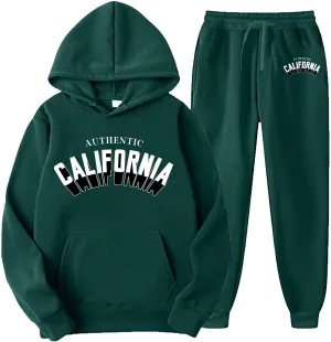 Men's Letter Tape Sweatsuit Two Piece Kangaroo Pocket Drawstring Hoodie Jogger Sweatpants Set Sweatsuits Tracksuits